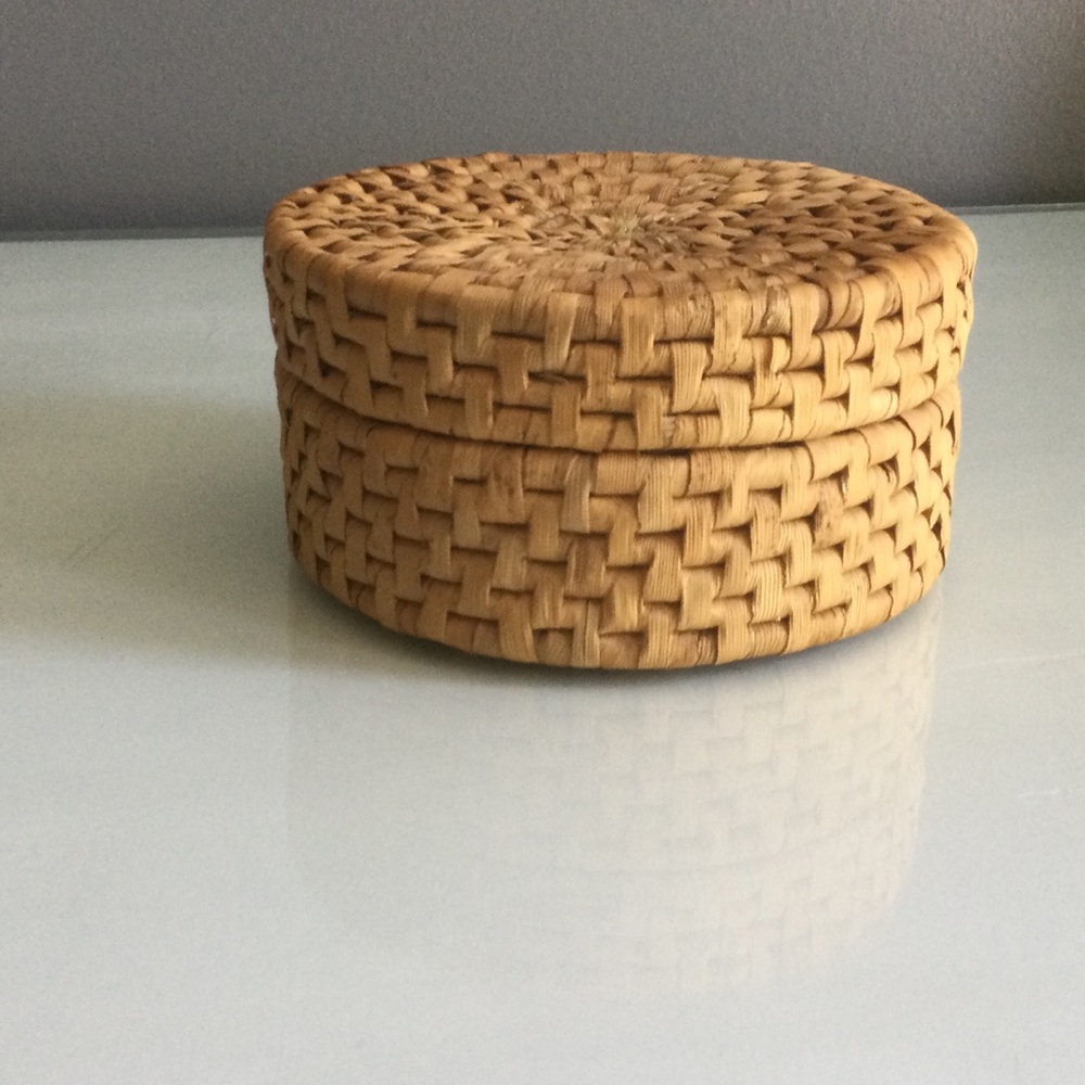 Vintage Round Lidded Basket